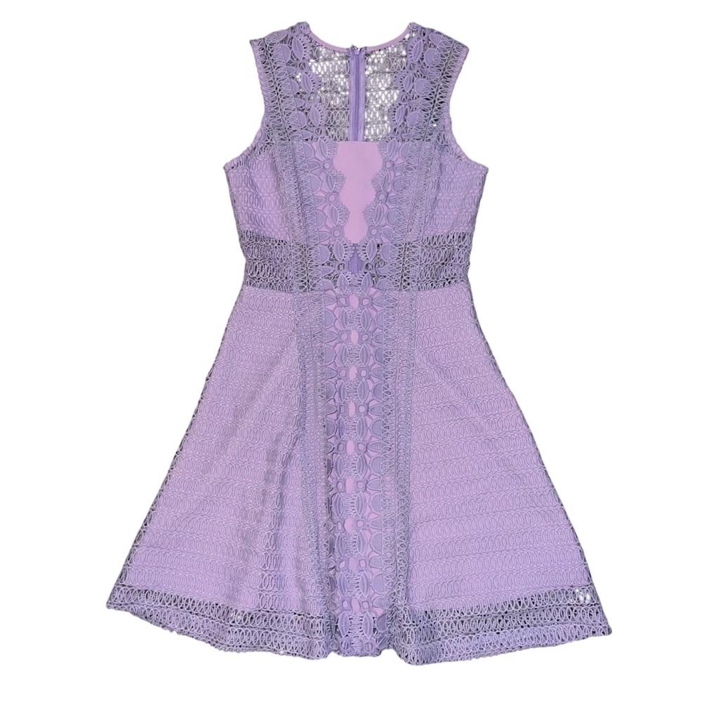 EUC Aqua Crochet Fit and Flare Dress Light Purple Small Pastel Lavender Formal